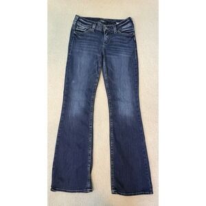 Silver Jeans Womens 29x33 Dark Wash Suki Mid Boot Super Stretch Mid Rise